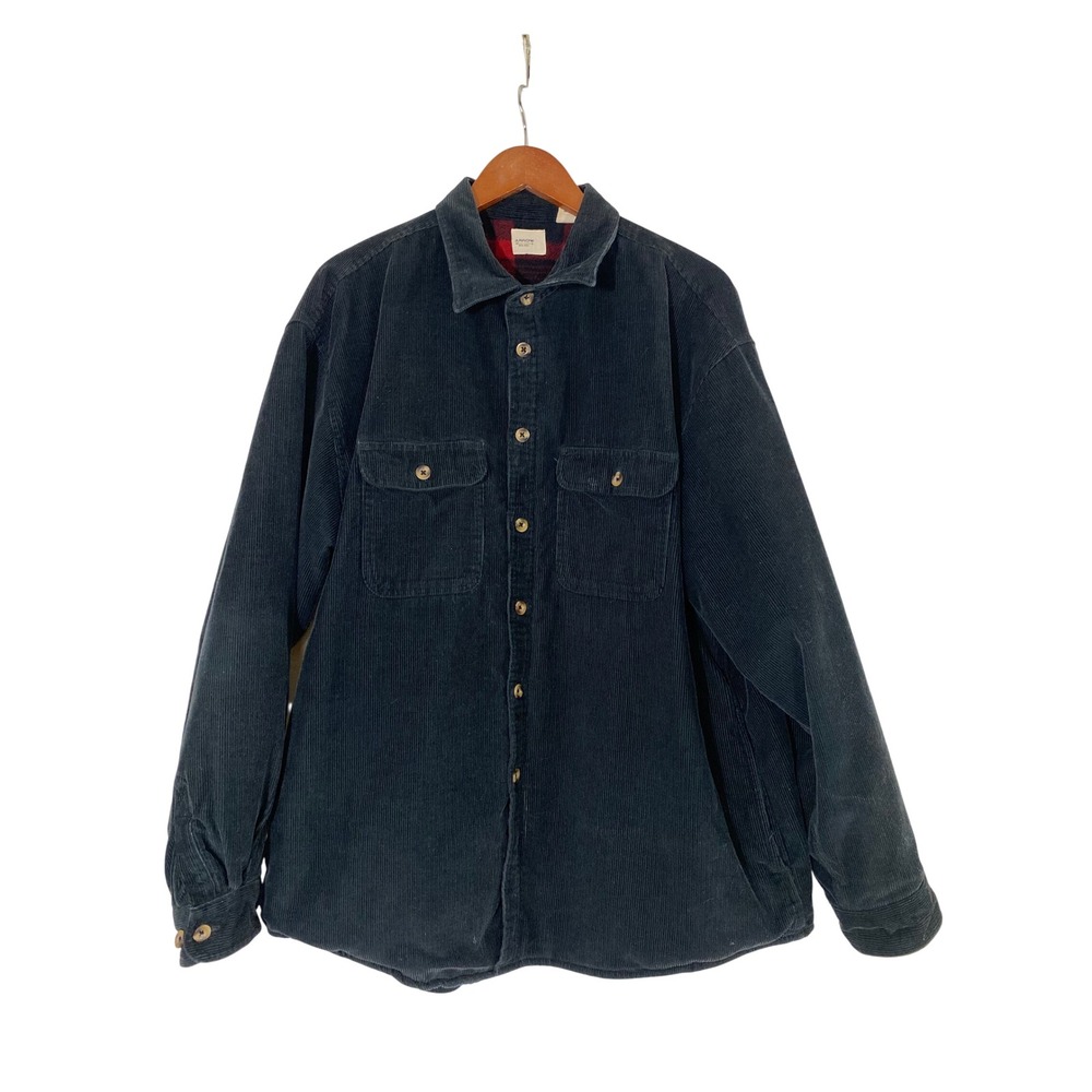 Arrow Corduroy Shirt Mens XL Blue Excellent Flannel Lined Long Sleeve Button Up